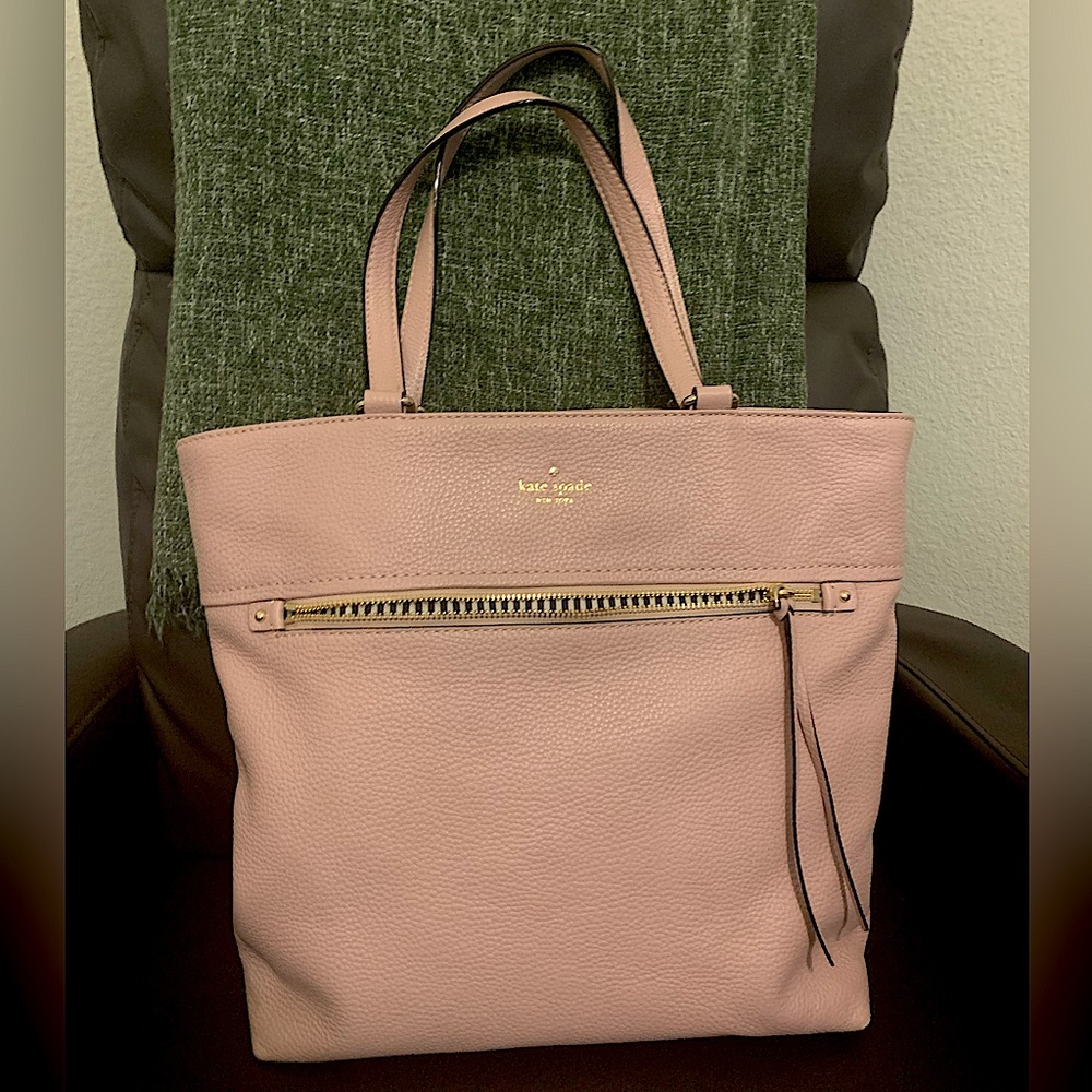 Kate Spade Pink Tote Handbag Black & White Stripe Interior